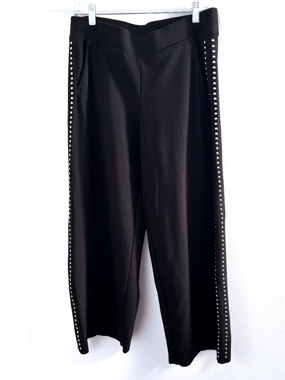 Magaschoni Studded Black Pull On Pants Womens Large Stretch Ankle Career Casual